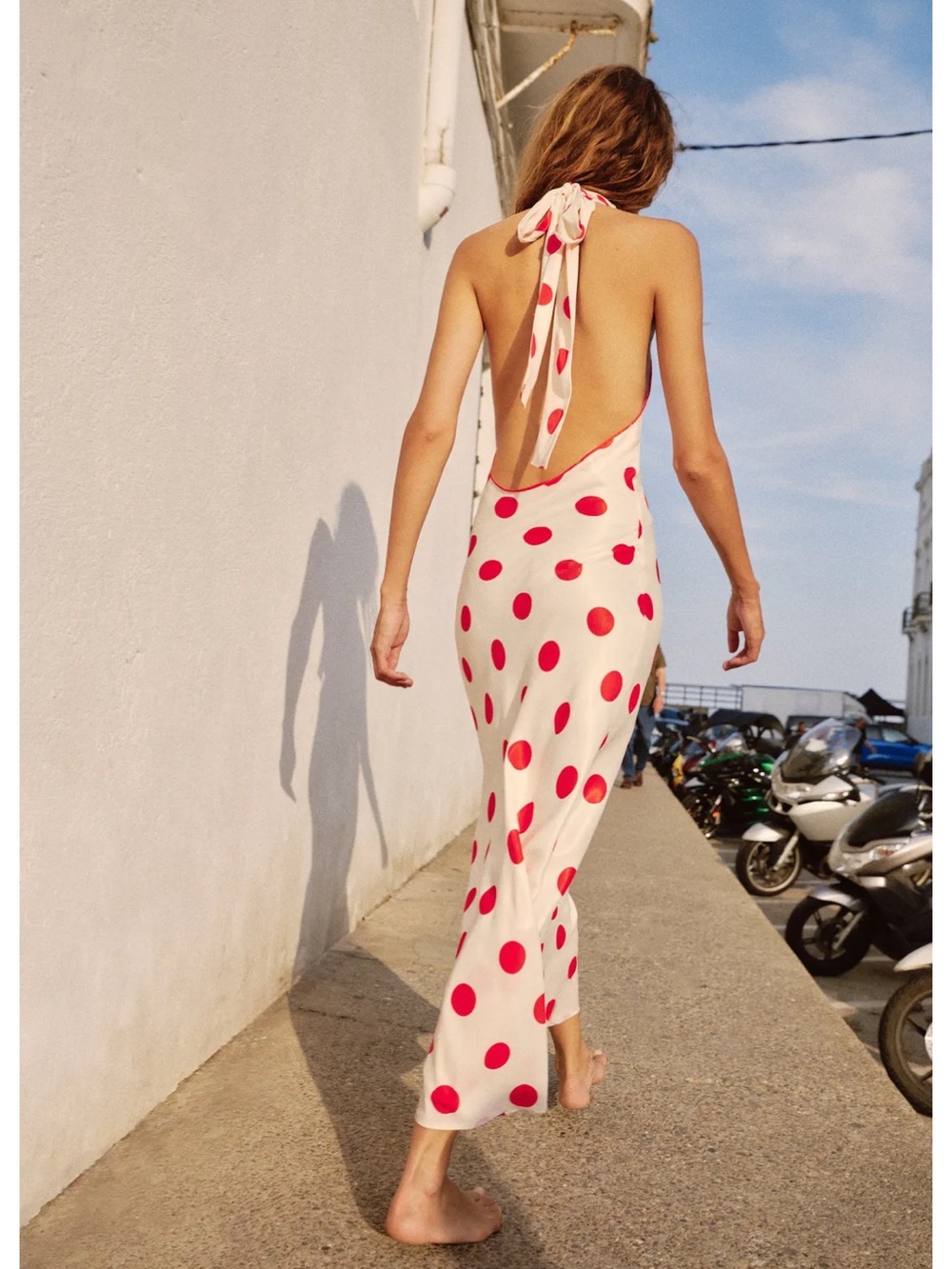 ZARA POLKA DOT HALTER MIDI DRESS - Picture 12 of 16